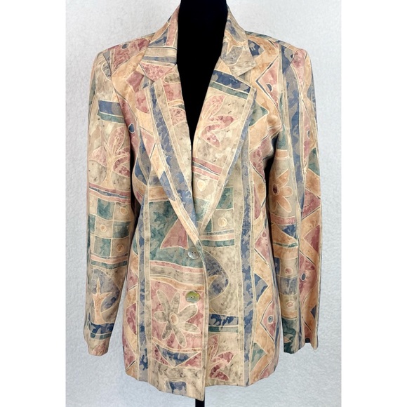 MALCOLM EMILIO • Stay Relevant Tan/Multi Ankh Reworked Vintage Blazer - Picture 1 of 16